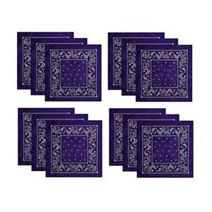 Hibaly 100% Cotton Classic Unisex Bandanas 12-Pack